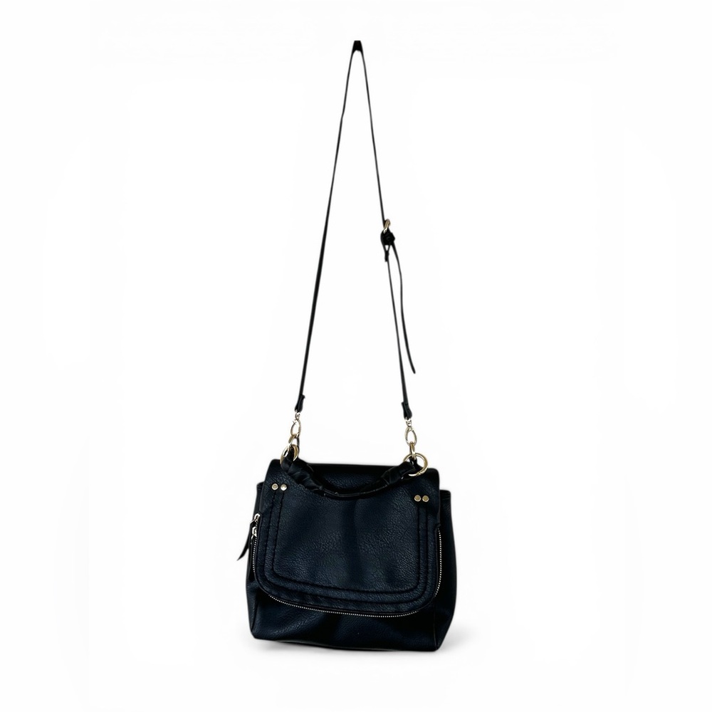 Sole/Society Black Faux Leather Handbag - Top Handle with Crossbody Strap